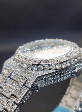 Men's Luxury Quartz Watch Octagonal Diamond Case Big Zircon