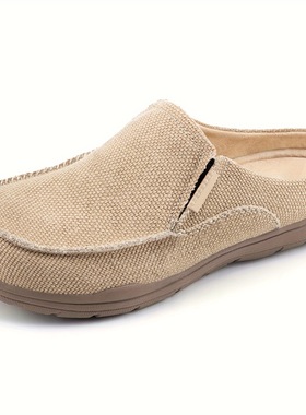 [Wide Clog Slipper with Memory Foam] Men's Cushioned Canvas