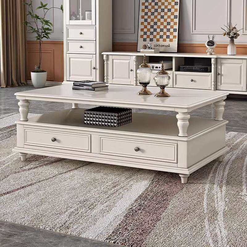 美式奶油风白色全实木电视柜茶几组合客厅家具套装原木地柜简约风,淘宝优惠券,粉丝福利购,淘宝优惠卷