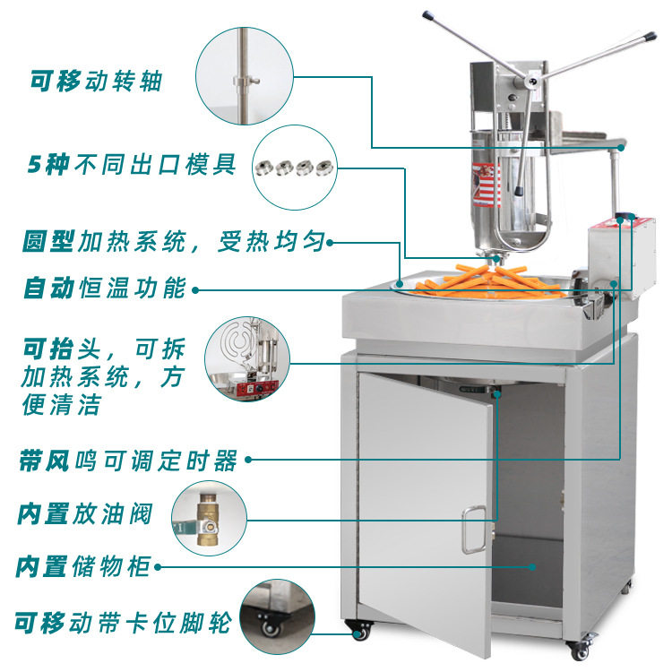 拉丁果机商用吉事果机立式空心西班牙油条机炸炉美食节小吃设备,淘宝优惠券,粉丝福利购,淘宝优惠卷