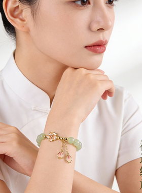 天然和田玉老矿纯银竹节手串女款