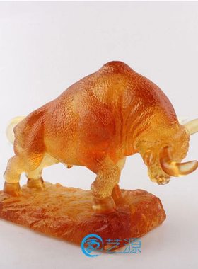 琉璃宝钢牛工艺品家居居室饰品摆件高档商务办公开业庆典礼物礼品