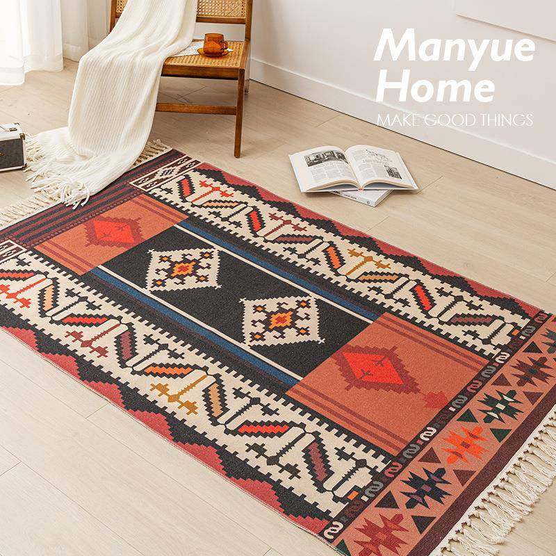 外贸摩洛哥棉麻复古地垫卧室床边脚垫多功能客厅沙发茶几地毯,淘宝优惠券,粉丝福利购,淘宝优惠卷