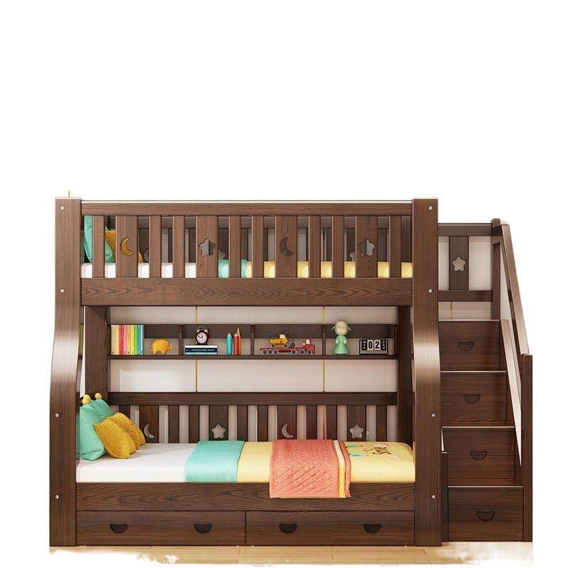 胡桃木高低床子母床衣柜上下床双层床两层多功能实木上下铺儿童床,淘宝优惠券,粉丝福利购,淘宝优惠卷