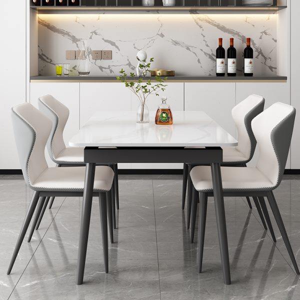 意式可伸缩岩板餐桌椅多功能电磁炉现代简约小户型家用长方形饭桌,淘宝优惠券,粉丝福利购,淘宝优惠卷