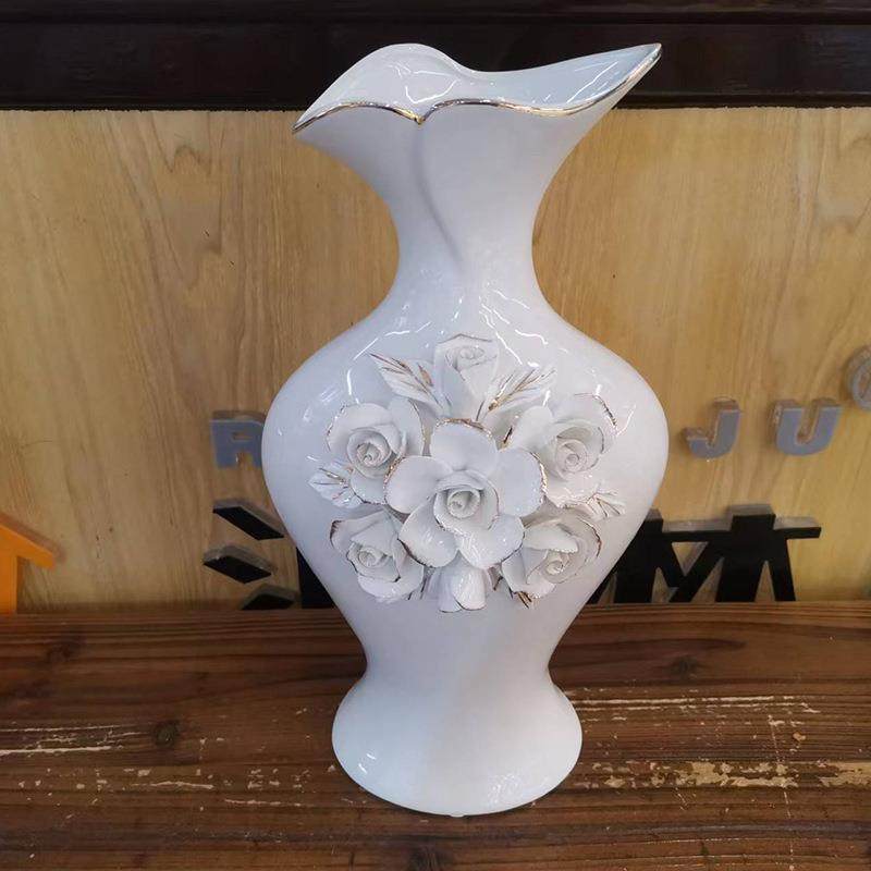 白色陶瓷花瓶手工捏花描金工艺客厅摆件家居装饰品,淘宝优惠券,粉丝福利购,淘宝优惠卷