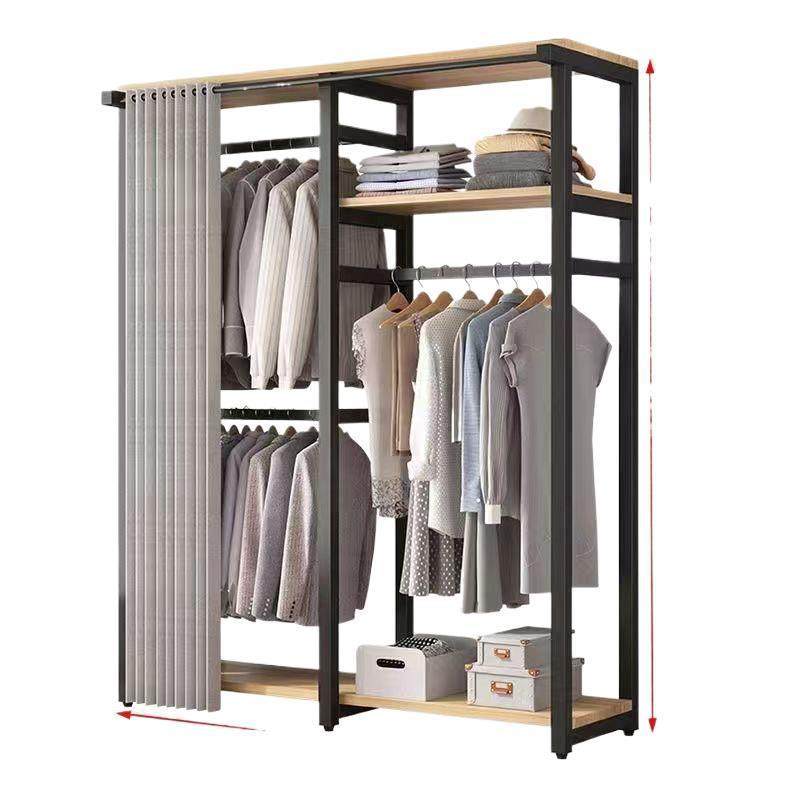 落地式防灰尘简易衣柜卧室收纳简易落地衣架客厅落地带布帘衣帽架,淘宝优惠券,粉丝福利购,淘宝优惠卷