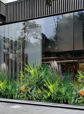 绿植仿真热带植物展厅玻璃贴画