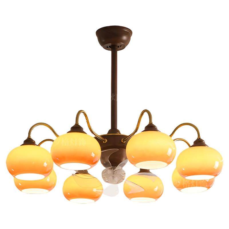 中古风客厅吊灯高端法式美式复古餐厅卧室书房主灯柿子一体风扇灯,淘宝优惠券,粉丝福利购,淘宝优惠卷