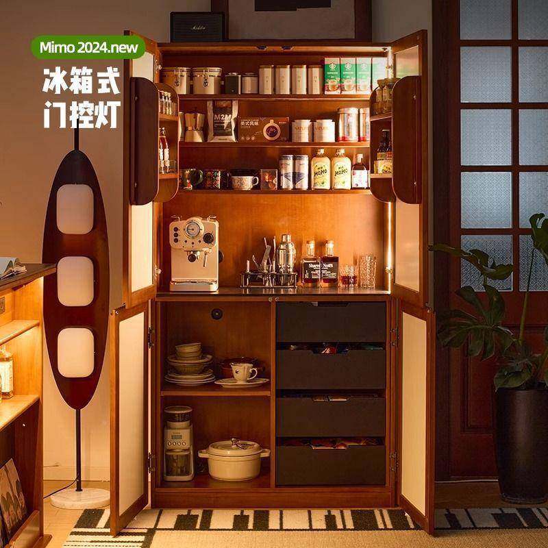 中房古风靠拼实色木餐边柜客厅墙多-功能储物柜厨冰箱柜复古收纳,淘宝优惠券,粉丝福利购,淘宝优惠卷