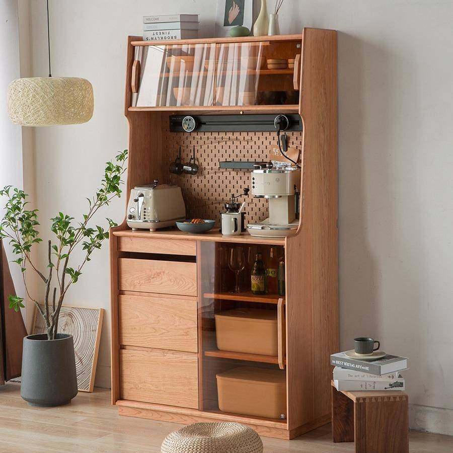 日式全实无木餐边柜家用小户樱桃木一型体地吧台边柜收纳物柜储落,淘宝优惠券,粉丝福利购,淘宝优惠卷