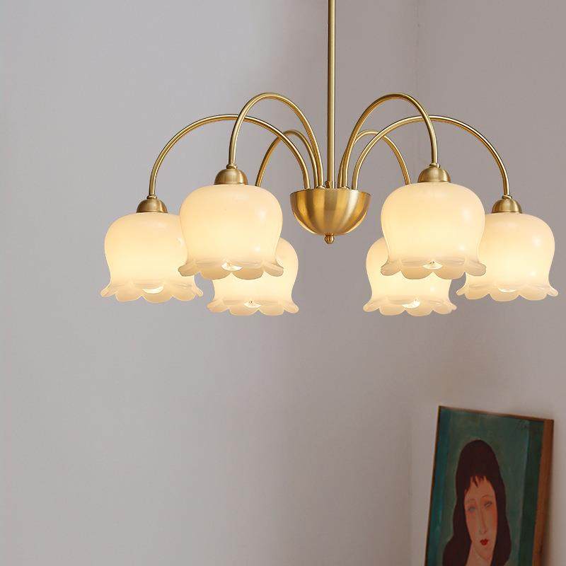 法式奶油全铜吊灯复古铃兰花朵灯中古书房卧室灯具美式轻奢客厅灯,淘宝优惠券,粉丝福利购,淘宝优惠卷