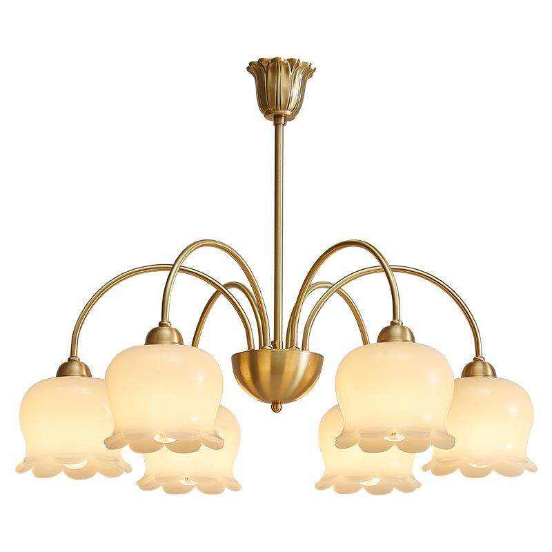 法式奶油全铜吊灯复古铃兰花朵灯中古书房卧室灯具美式轻奢客厅灯,淘宝优惠券,粉丝福利购,淘宝优惠卷