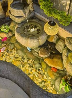 流水景观循环水阳台养鱼F965T997摆件山鱼缸造景室内假鱼池办公水