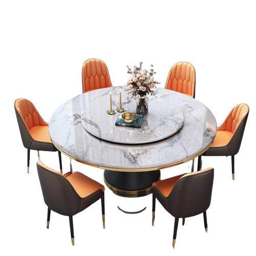 轻奢大理石餐桌椅组合酒店圆桌现代简约岩板小户型带转盘餐厅饭桌,淘宝优惠券,粉丝福利购,淘宝优惠卷
