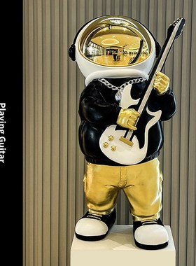 嘻哈电镀面罩音乐宇航员大摆件音乐酒吧KTV琴行橱窗展示台装饰品