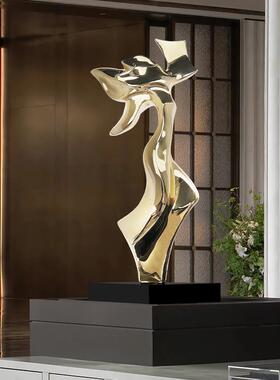 花语蝶舞雕现代简约树脂理石摆件样板间大TMA厅酒塑店大堂装大饰