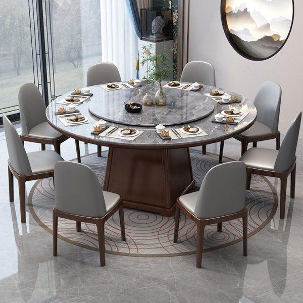 实木岩板餐桌椅组合圆形家用轻奢小户型饭桌店电磁炉大圆桌带转盘,淘宝优惠券,粉丝福利购,淘宝优惠卷