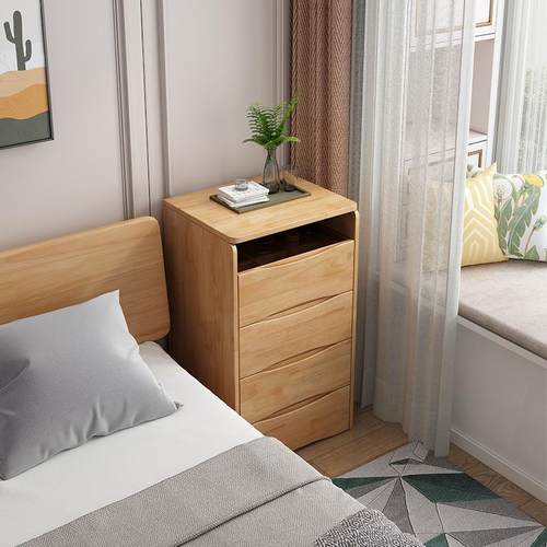 北欧床头梳妆台实木现代简约小户型节省空间床头柜斗柜化妆桌一体 - 图0