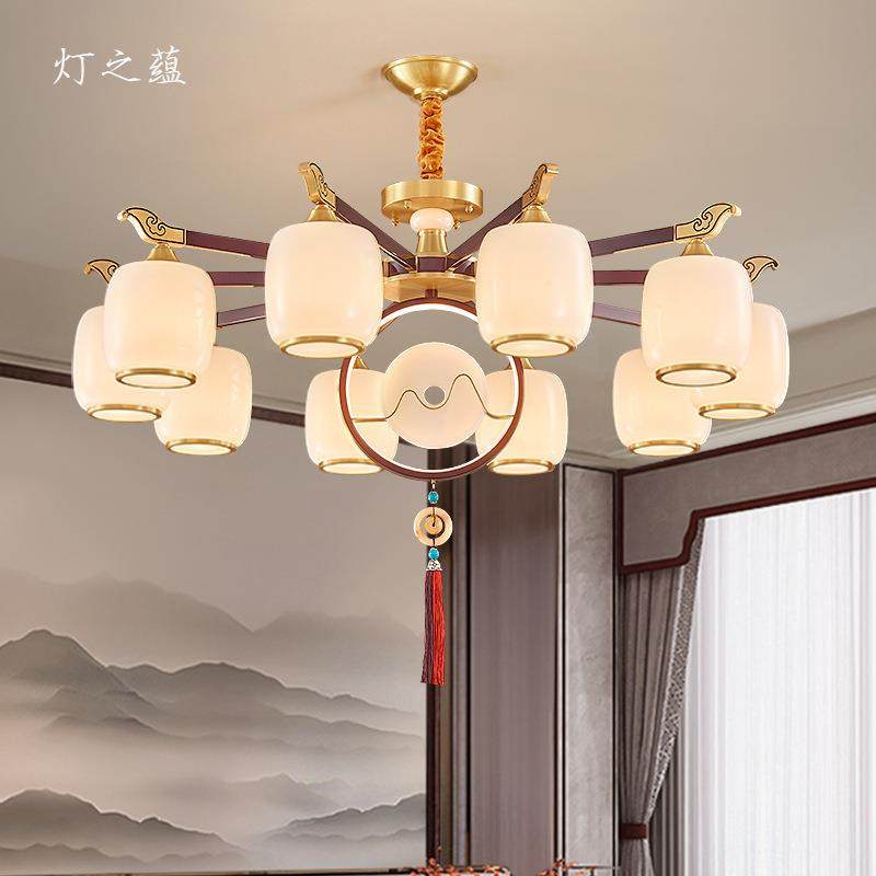 全铜新中式吊灯客厅灯茶室轻奢餐厅卧室灯具简约现代大气2023新款,淘宝优惠券,粉丝福利购,淘宝优惠卷