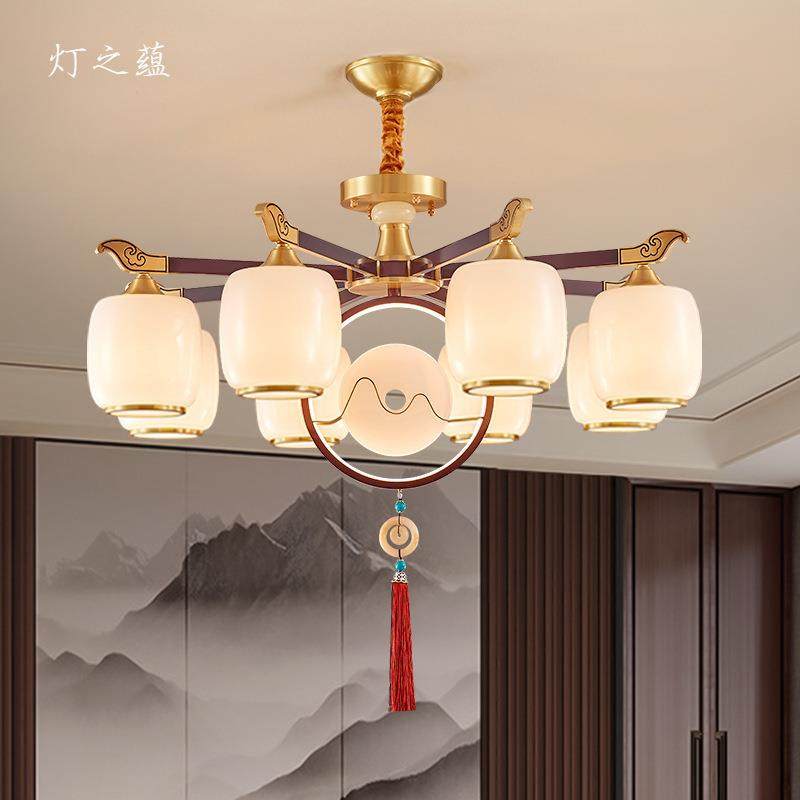 全铜新中式吊灯客厅灯茶室轻奢餐厅卧室灯具简约现代大气2023新款,淘宝优惠券,粉丝福利购,淘宝优惠卷