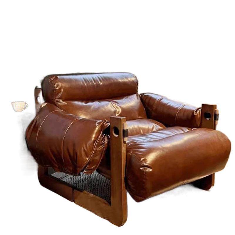 皮艺懒人沙发椅意式复古油蜡皮设计师扶手椅客厅单人网红休闲躺椅,淘宝优惠券,粉丝福利购,淘宝优惠卷