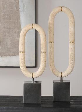 品家居用轻奢客圆环玄关椭办公室装饰摆G25038件厅工艺品家居好物