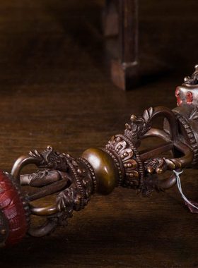 家用工艺品供具尼泊尔紫铜带底座普巴金刚杵金刚撅杵供具