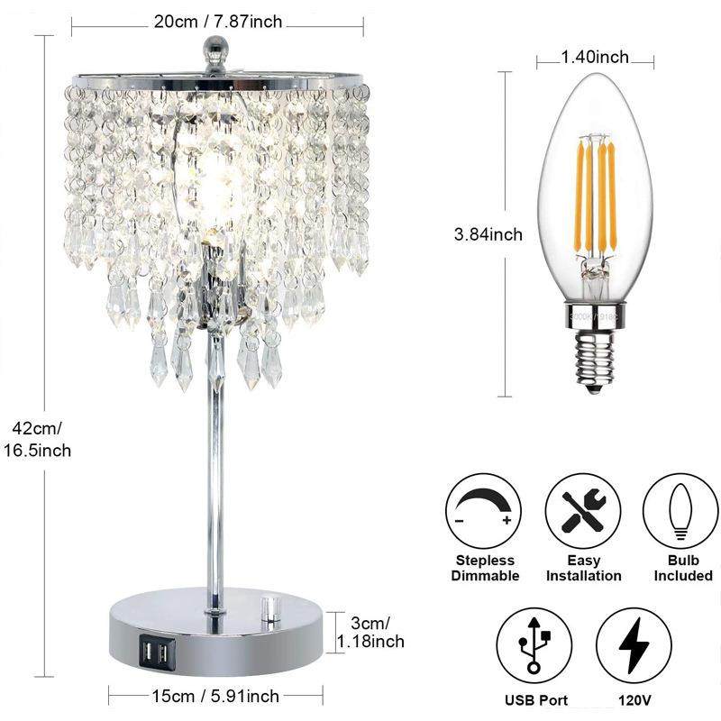 电商现货供应USB充电水晶台灯轻奢触摸调光桌灯卧室床头LED,淘宝优惠券,粉丝福利购,淘宝优惠卷
