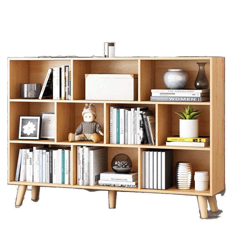 书柜简约落地实木腿书架家用客厅收纳架子学生简易置物架柜子,淘宝优惠券,粉丝福利购,淘宝优惠卷