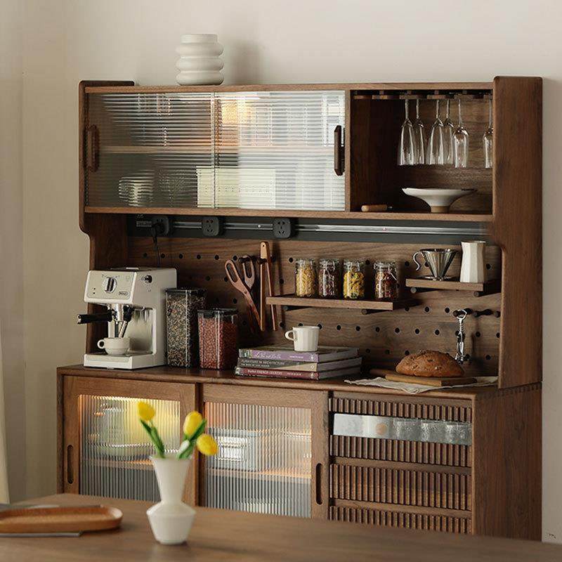 全实木餐边柜现代简约式轻奢型北欧一体靠墙储物柜黑胡桃木茶水柜,淘宝优惠券,粉丝福利购,淘宝优惠卷