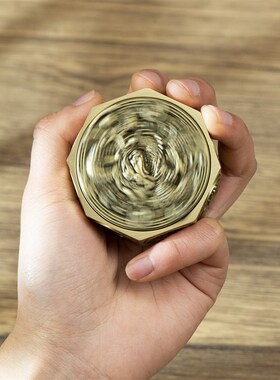 小铜记黄铜龙年八面转钱手把件八方来财赚钱解压魔方铜摆件工艺品