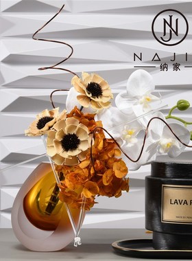 罗曼提 现代创意花艺洞石香薰扩香器饰品 样板间卧室床头柜售楼处