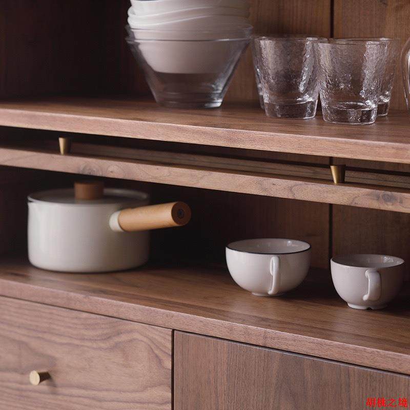 北欧全实木餐边柜现代简约黑胡桃木收纳柜多功能茶水柜储物柜原木,淘宝优惠券,粉丝福利购,淘宝优惠卷