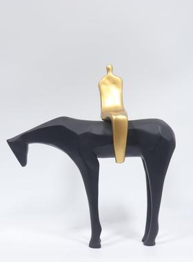 现代约树黑金色人坐马售KUX部样板房客厅家居书楼房脂卧简室饰品