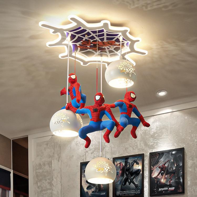 儿房灯创意孩卡通个性蜘蛛童侠吊灯现59463代简约男孩E女卧室LD护 - 图0