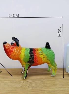 饰轻高档琉璃艺小狗术摆件生13肖狗客厅玄关电视柜样板房软装奢品