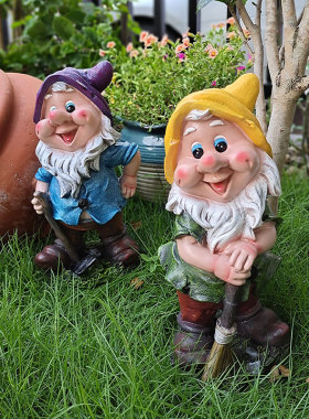 花园庭院摆件创意卡通人物雕塑七个小矮人园艺景观露台院子装饰品