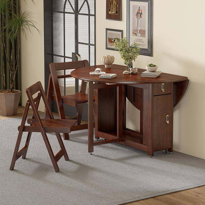 实木餐桌折叠椅子组合可变圆形饭桌可折叠收纳吃饭桌子家用小户型,淘宝优惠券,粉丝福利购,淘宝优惠卷