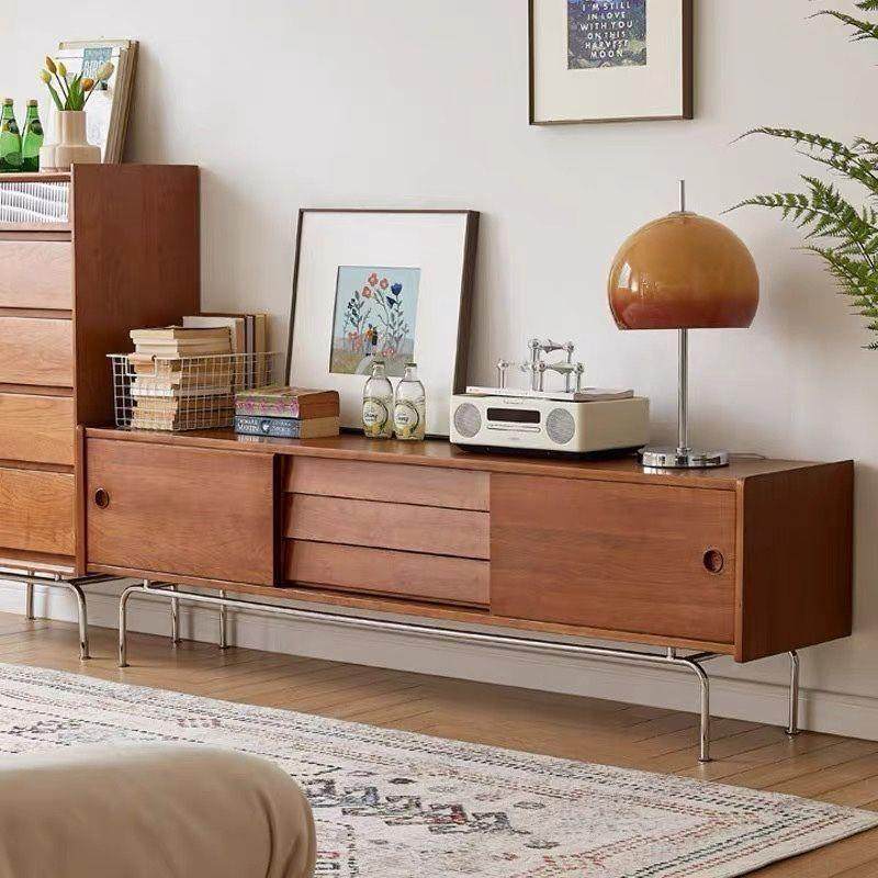 柜日式实木中古电视柜厅小户型客地柜拉推门复古电视-复古风落地,淘宝优惠券,粉丝福利购,淘宝优惠卷