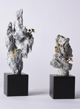 软装饰品茶太湖石件新中式家居书柜博古架摆树RD5293脂工艺品中几