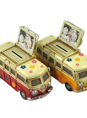 欧乡村巴士摆创件5589家居装饰工艺品收藏意手工铁艺式复古小摆设