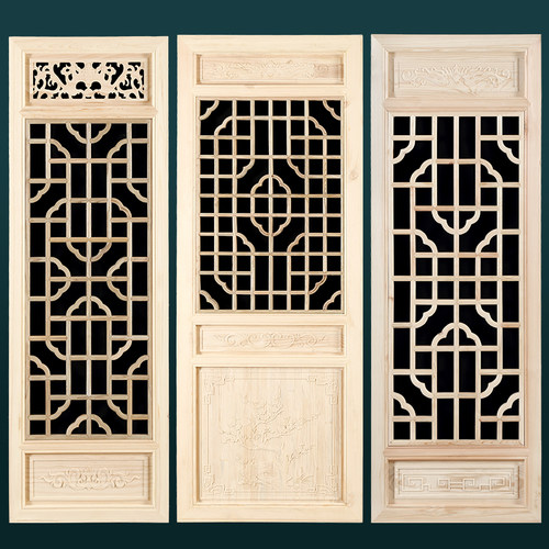 东阳木雕中式仿古门窗实木花格防古木门屏风隔断门古建筑工程门窗 - 图3