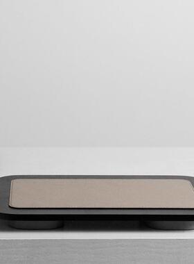 简约现代创意皮革+质木板几何托盘样酒房店装饰YEX盘摆件餐厅软装