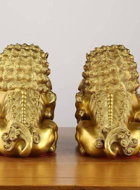 铜狮一222对北狮艺宫门狮子无底宫门狮京铜器摆件工品