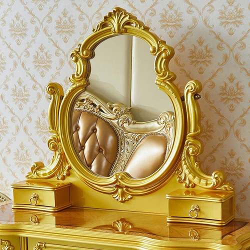 全实木欧式梳妆台主卧室化妆桌大户型别墅富贵金色收纳柜奢华公主 - 图2