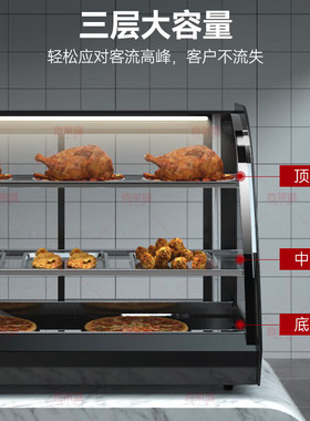 猛世保温柜展示柜商用电热台式陈列柜熟食品面包蛋挞汉堡炸鸡