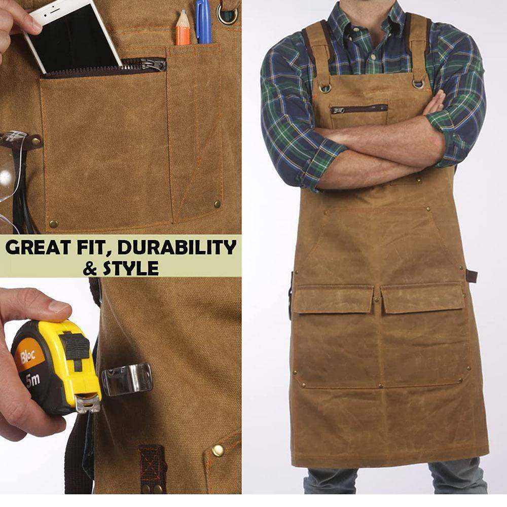 多袋油帆布工作围裙带工具袋油背带蜡和可调口防防污94293耐磨款,淘宝优惠券,粉丝福利购,淘宝优惠卷