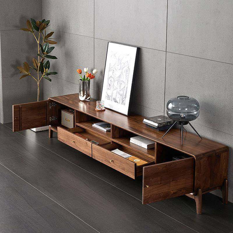 北欧黑胡桃木电视柜茶几组合极简e家北欧全实木抽屉地柜家用原木,淘宝优惠券,粉丝福利购,淘宝优惠卷