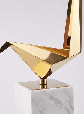 欧GWX式金属千工纸鹤小摆件酒店样板房软饰品几装何客厅电视柜鸟